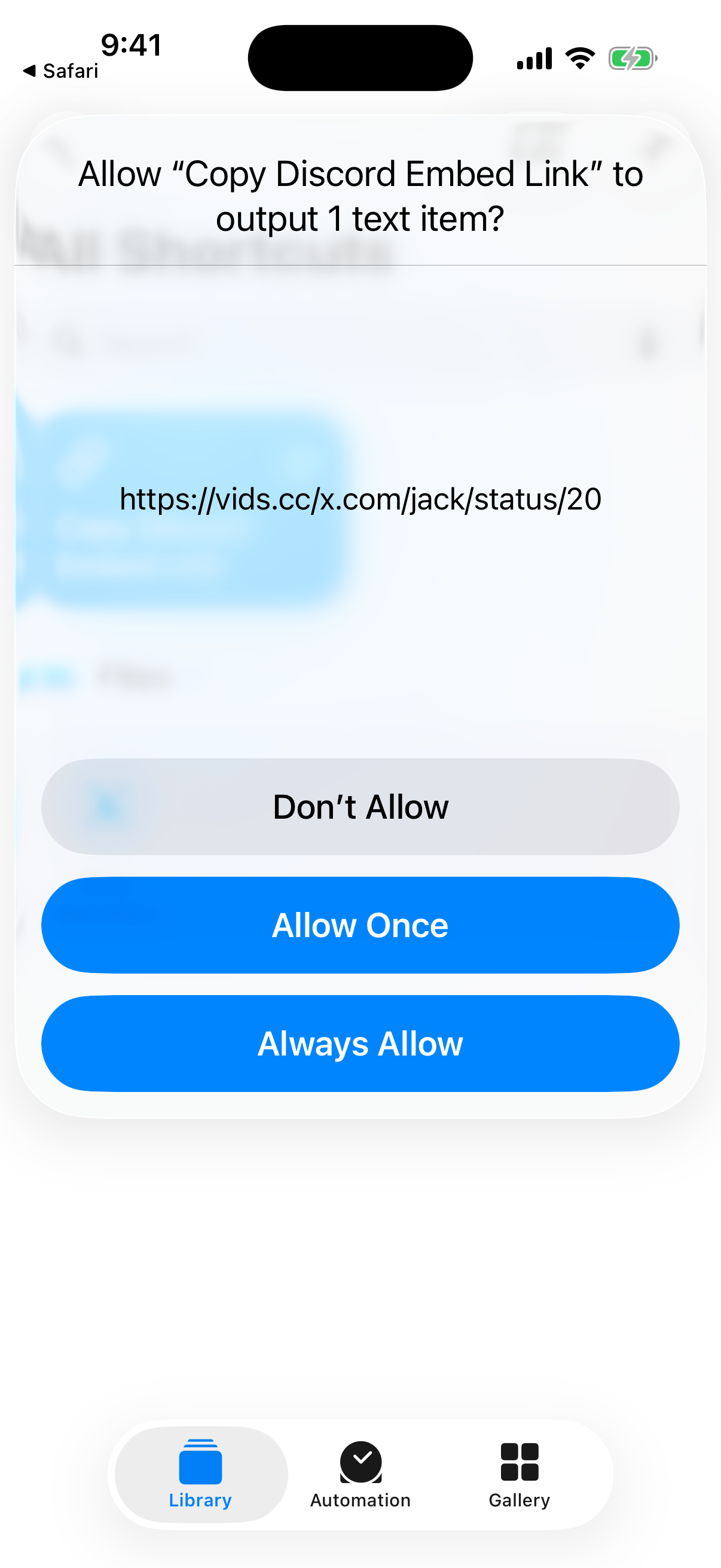 Copied vids.cc link on iPhone