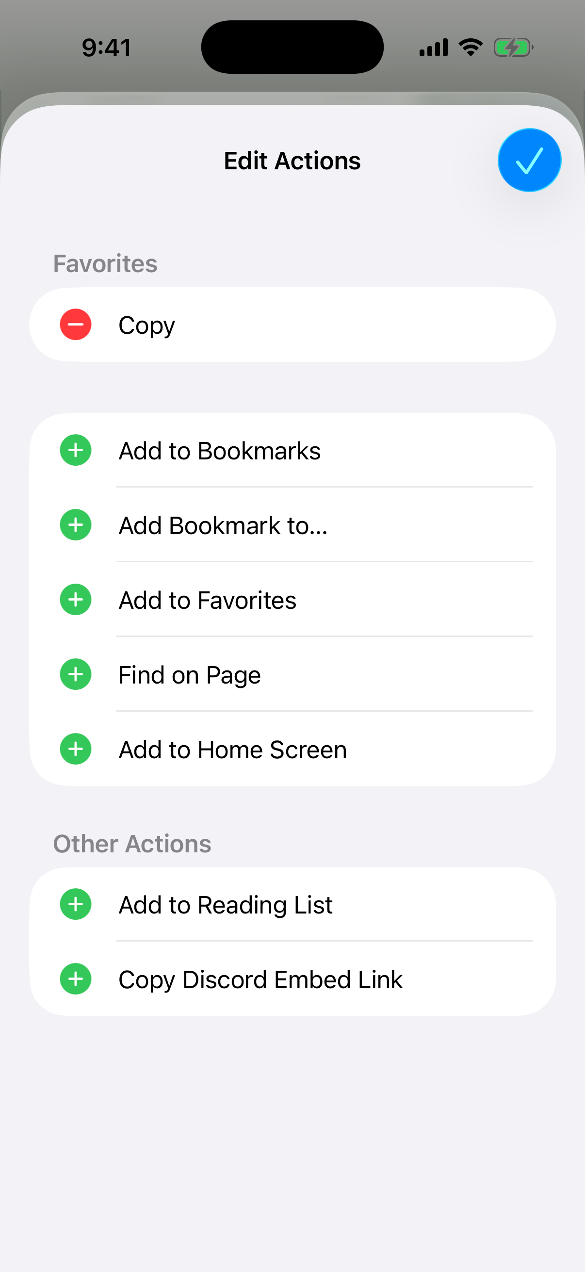 Add Copy Discord Embed Link to Share Sheet favorites